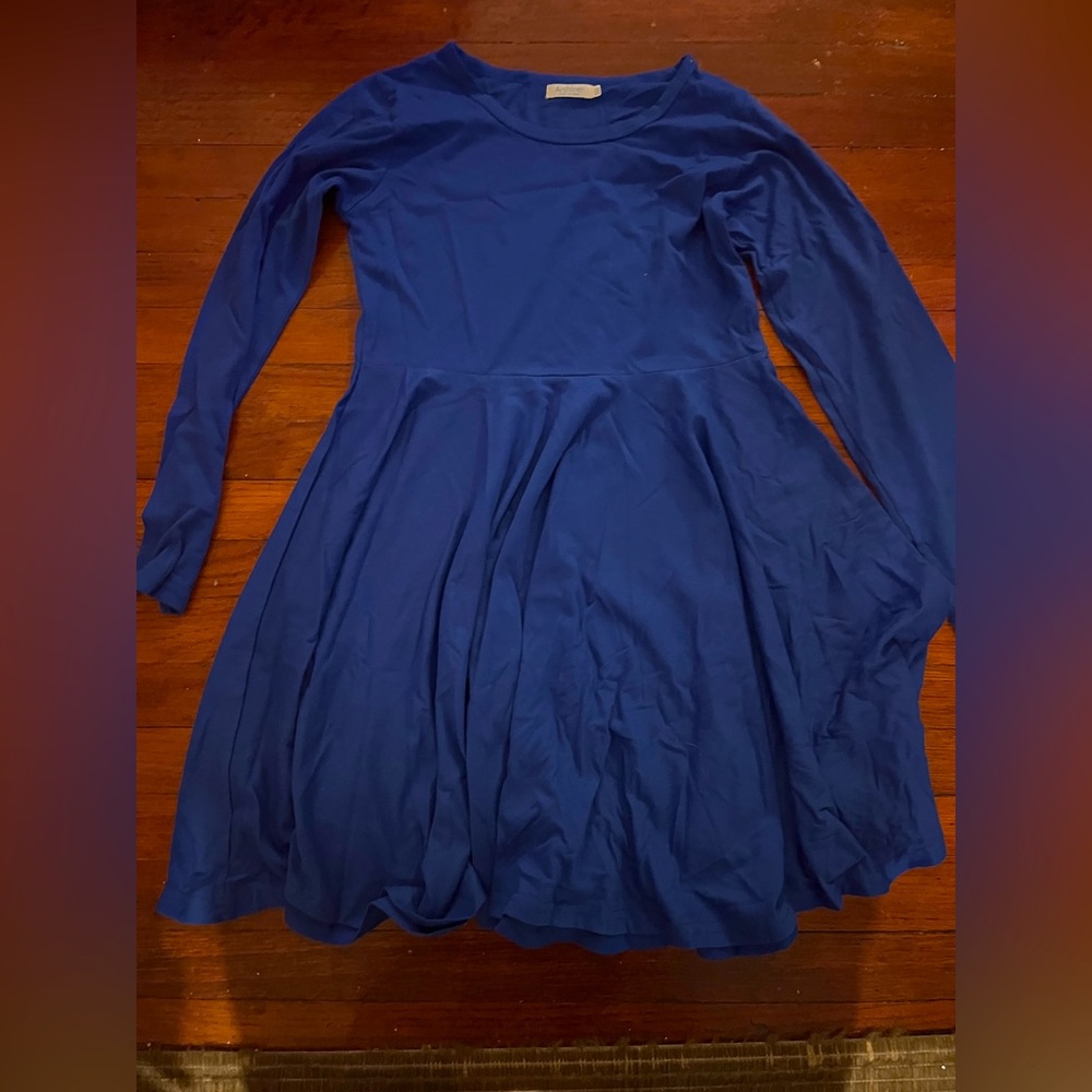Plain blue long sleeve dress